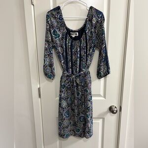 Vintage Vicky Tiel Long Sleeve Paisley Whimsical Design Dress